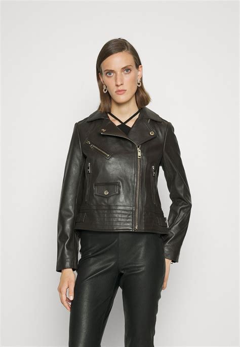 michael kors lederjacke damen braun|Designer.